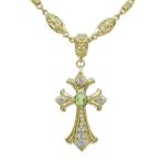 メンズ ネックレス クロス ネックレス 10金 ペリドット ネックレス
