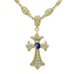 メンズ ネックレス クロス ネックレス 10金 サファイア ネックレス