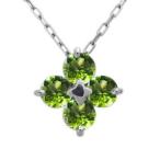 ペリドットネックレスプラチナフラワ...