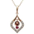 Yahoo! Yahoo!ショッピング(ヤフー ショッピング)ネックレス レディース ガーネット シンプル スクエア ペンダント 10金