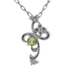 ネックレス レディース ペリドット シルバーアクセサリー 唐草 クロス モチーフ