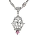 ピンクトルマリンネックレスメンズプ...