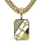 メンズ ネックレス 金 18k 喜平 クロス ペンダント ペリドット
