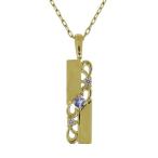 ネックレス 唐草 天然石 タンザナイト レディース 10金 プレート ペンダント