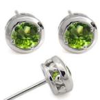 ペリドット メンズピアス  K18 ペリドットメンズピアス ハート
