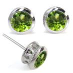 ペリドット ピアス  K18 大粒 ペリドットピアス クロス