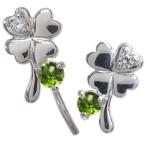 ペリドット ピアス クローバー ペリドットピアス 18金