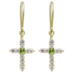 ペリドット ピアス クロス フックピアス K18 レディース