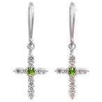 プラチナ ペリドット ピアス クロス フックピアス クリスマス ポイント消化