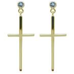 Yahoo! Yahoo!ショッピング(ヤフー ショッピング)アクアマリンサンタマリアピアス クロスピアス 十字架 ピアス レディース K18