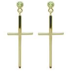 ペリドットピアス クロスピアス 十字架 ピアス レディース K18