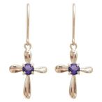 アメジストピアス揺れるクロスピアス...