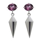 プラチナピアス ロードライトガーネット オーバル クロスモチーフ クリスマス ポイント消化