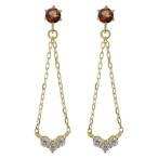 Yahoo! Yahoo!ショッピング(ヤフー ショッピング)ピアス 1月誕生石 トリロジー スタッドピアス レディース 18金 揺れる