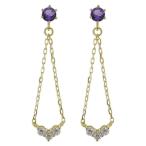 Yahoo! Yahoo!ショッピング(ヤフー ショッピング)ピアス 2月誕生石 トリロジー スタッドピアス レディース 18金 揺れる