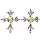 ピアス クロス 十字架 メンズ プラチナ スタッドピアス ペリドット 誕生石