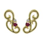 Yahoo! Yahoo!ショッピング(ヤフー ショッピング)唐草 ピアス レディース 18金 ルビー アラベスク 上品 スタッドピアス