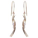 Yahoo! Yahoo!ショッピング(ヤフー ショッピング)ピアス 揺れる レディース 誕生石 4月 ダイヤモンド 10k フックピアス ロング 両耳用