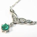 エメラルドネックレスプラチナ一粒ペ...