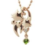 ペリドットネックレス猫10金ネコペ...