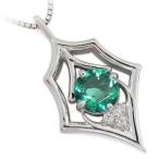 プラチナメンズネックレス一粒エメラ...