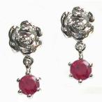 ルビーピアス薔薇10金