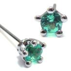 エメラルドピアス王冠プラチナ一粒ク...