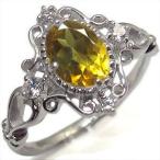 シトリンリングアンティーク一粒指輪K18