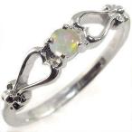 プラチナリングハート一粒オパール指...