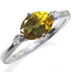 シトリンリング一粒大粒シトリン指輪K18