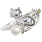 パールリングピンキーリング猫指輪フ...