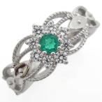 プラチナ取り巻きリングエメラルド指...