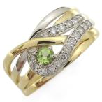 ペリドット指輪18金プラチナコンビ...