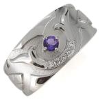 メンズリング 武田信玄 家紋 戦国武将 指輪 プラチナ アメジスト 兜 武田菱 クリスマス ポイント ...