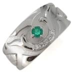 メンズリング 武田信玄 家紋 戦国武将 指輪 プラチナ エメラルド 兜 武田菱 クリスマス ポイント ...