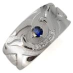 メンズリング 武田信玄 家紋 戦国武将 指輪 プラチナ サファイア 兜 武田菱 クリスマス ポイント ...