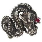 シルバーリングメンズ龍ドラゴンルビー指輪