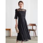 ショッピングパーティードレス パーティードレス 結婚式 二次会 服装 親族 披露宴 卒業パーティー レース シフォンドレス 20代 30代 40代 おしゃれ プリカ 3-5131-2 ブラック