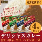 デリシャスカレー 各1袋アソート ４袋セット カレー 甘口 中辛 辛口 ハヤシ 大阪 ハチ食品　送料無料　ポスト投函便　