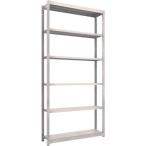 物品棚 軽中量棚 ＴＲＵＳＣＯ　スチールラック　Ｍ１．５型　Ｗ１１６０×Ｄ２９５×Ｈ２４００　６段　単体　ネオグレー  (M1.5-8436（NG）)
