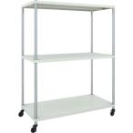 物品棚 パイプ棚 ＴＲＵＳＣＯ　スチールラック　フェニックスラック　１２００Ｘ６００　３段　Ｕ車輪付　Ｗ色　抗菌粉体塗装　  (PER-5463-U125-W)