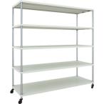 物品棚 パイプ棚 ＴＲＵＳＣＯ　スチールラック　フェニックスラック　１８００Ｘ６００　５段　Ｕ車輪付　Ｗ色　抗菌粉体塗装　  (PER-6665-U125-W)