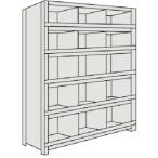 物品棚 軽量棚 ＴＲＵＳＣＯ　スチールラック　軽量棚　縦仕切前当付　８７５Ｘ４５０Ｘ１５００　３列５段　ネオグレー  (53X-56（NG）)