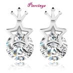 Yahoo! Yahoo!ショッピング(ヤフー ショッピング)ピアス レディース 女性用 アクセサリー スタッドピアス 星 スター クラウン 王冠 宝石モチーフ ダイヤモンド風 キラキラ シルバーカラー おしゃれ