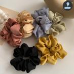シュシュ レディース ヘアアクセサリー ヘアゴム 髪飾り 髪留め サテン調 ヘアアレンジ 無地 単色 シンプル おしゃれ かわいい 大人可愛い フェミ