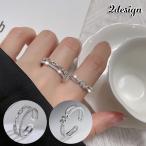 指輪 オープンリング アクセサリー レディース スクリュー 2連 チェーン 重ね付け風 シンプル おしゃれ かわいい お出掛け フェミニン エレガント