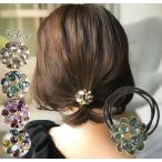 ヘアゴム 髪ゴム 単品 1本売り ヘアアクセサリー レディース フラワー お花 カラーストーン ラインストーン キラキラ 華やか 上品 かわいい 大人