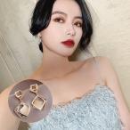 Yahoo! Yahoo!ショッピング(ヤフー ショッピング)ピアス スタッドピアス レディース 女性用 アクセサリー ラインストーン カラーストーン スクエア 四角 ゴールドカラー かわいい おしゃれ 普段使い