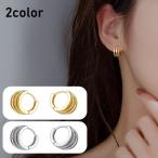 ピアス フープピアス レディース 女性用 アクセサリー 3連 重ね付け風 シルバーカラー ゴールドカラー シンプル おしゃれ かわいい 上品 普段使い