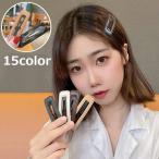 パッチン留め スリーピン ヘアピン レディース ヘアアクセサリー レザー調 長方形 四角 スクエア 無地 シンプル カジュアル まとめ髪 ヘアアレンジ